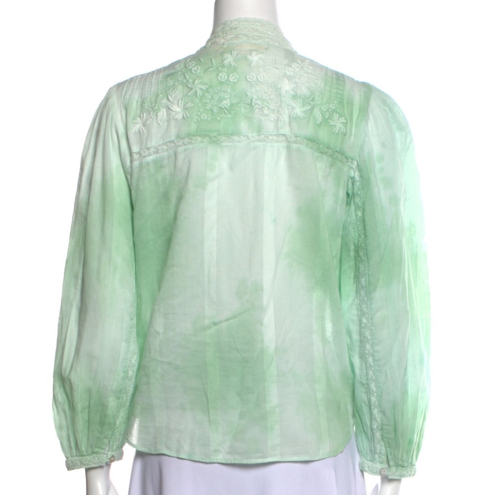 Loveshackfancy Green Tie-Dye Blouse - image 2
